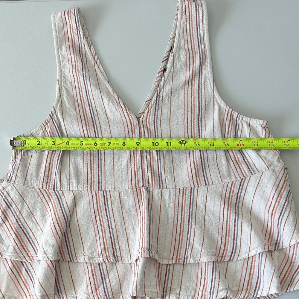 American Eagle Outfitters Striped V-Neck cotton/linen Blouse - maroon & cream - Picture 5 of 6